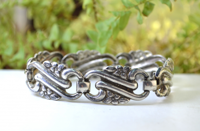 Bratara argint veche, estetica Art Nouveau [4]