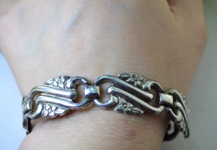 Bratara argint veche, estetica Art Nouveau [3]