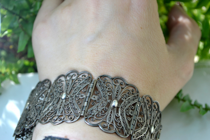 Bratara argint veche filigran Jugendstil inspiratie baroca poanson atelier austriac [4]