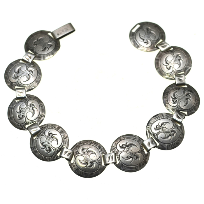 Bratara argint veche gravata elemente simbolistice Jugendstil Art Deco [1]