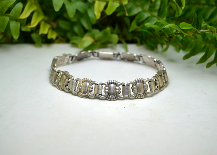 Bratara argint veche interbelica lucrata manual elemente ornamentale  Jugendstil Art Nouveau Art Deco atelier german [4]