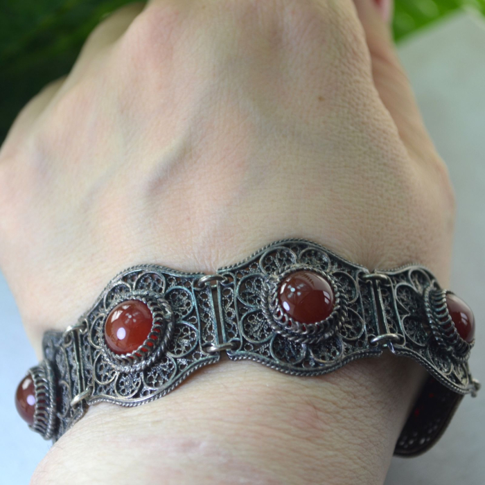 Bratara argint vintage, Carneol, filigran A Vintage Collection [2]