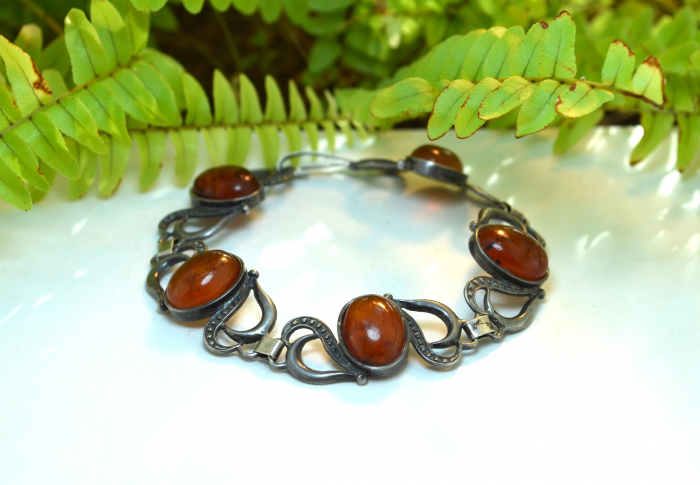 Bratara argint vintage chihlimbar natural Marea Baltica atelier polonez polonia [4]