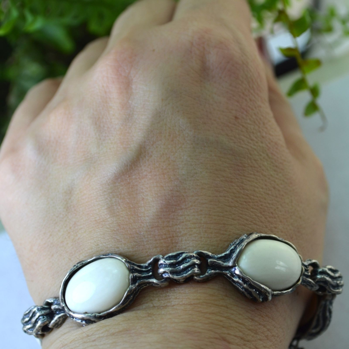 Bratara argint vintage cu os natural sculptat A Vintage Collection [3]