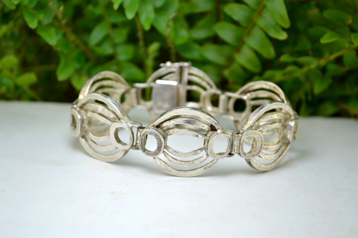 Bratara argint vintage design modernist Mid-Century semnata teka [4]