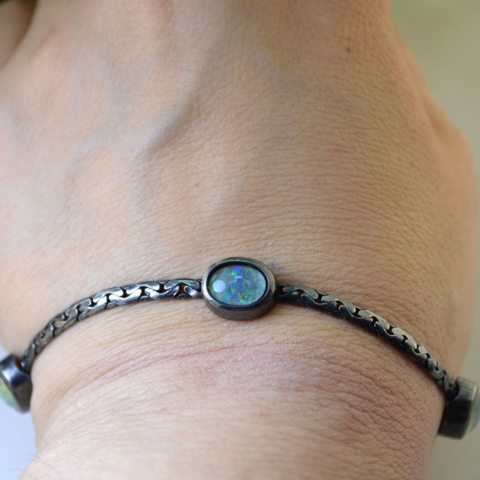 Bratara argint vintage, Dichroic Opal Glass [2]