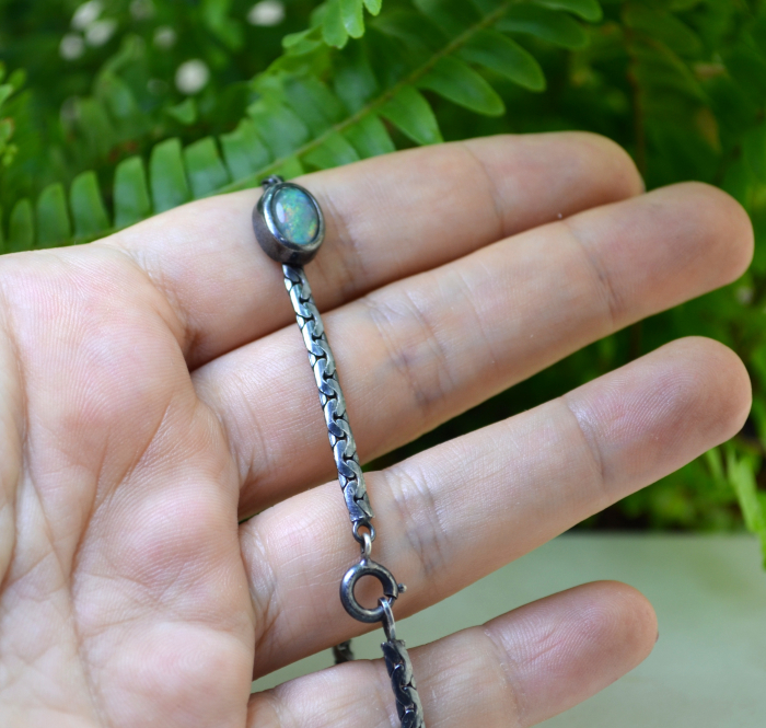 Bratara argint vintage, Dichroic Opal Glass [2]