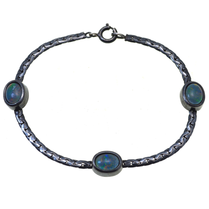 Bratara argint vintage, Dichroic Opal Glass [1]