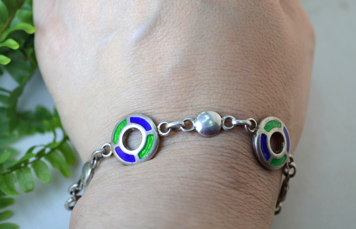 Bratara argint vintage, email, atelier italian [2]