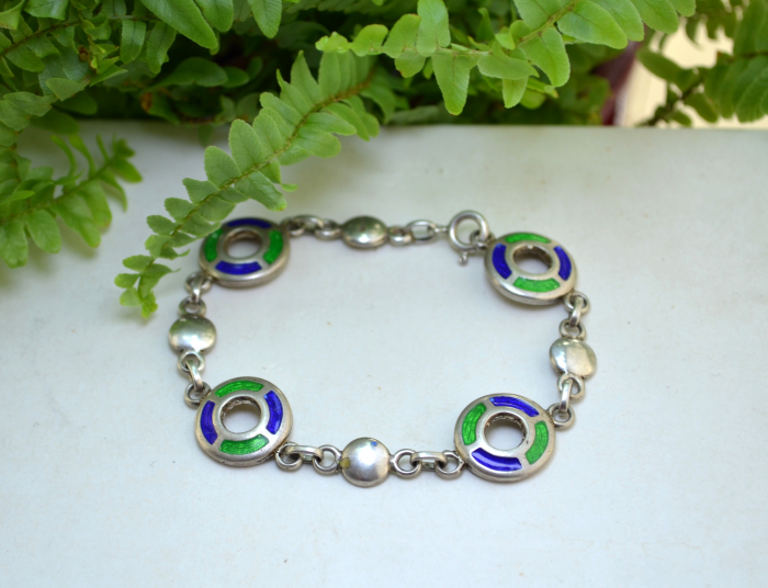 Bratara argint vintage, email, atelier italian [3]