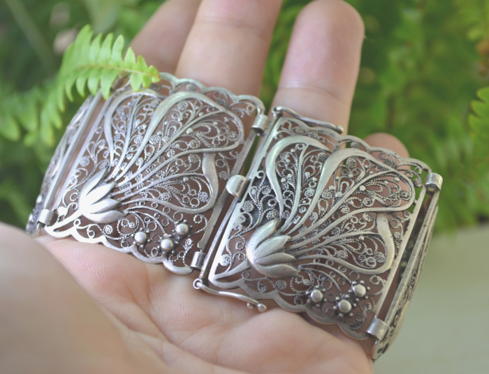 Bratara argint vintage, filigran, atelier german [2]