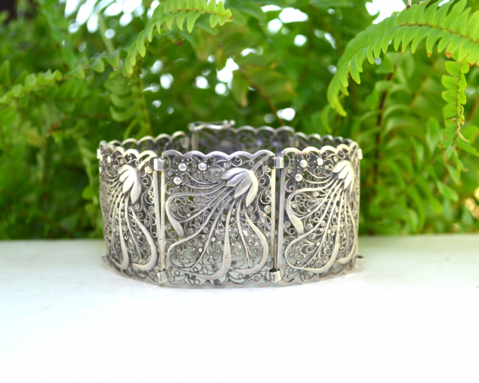 Bratara argint vintage, filigran, atelier german [4]