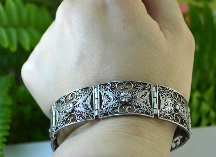 Bratara argint vintage, filigran german [3]