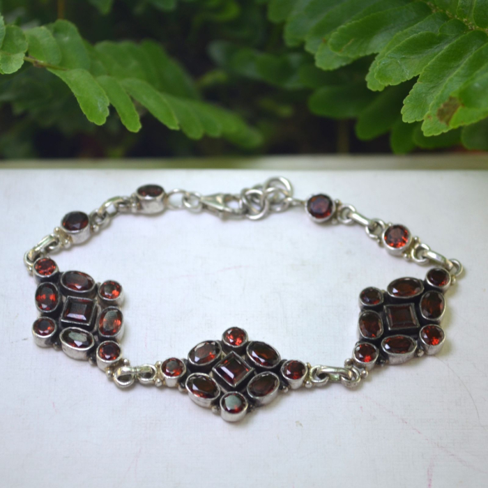 Bratara argint vintage, Granate naturale A Vintage Collection [4]