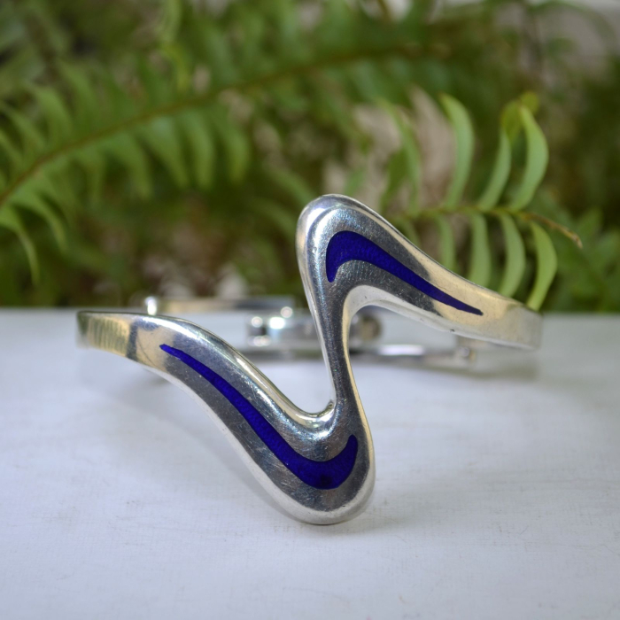 Bratara argint vintage italiana, email Royal Blue A Vintage Collection [4]