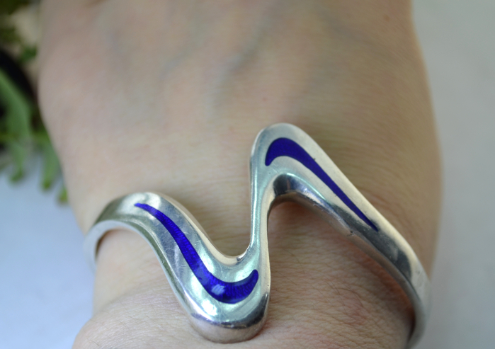 Bratara argint vintage italiana, email Royal Blue A Vintage Collection [3]