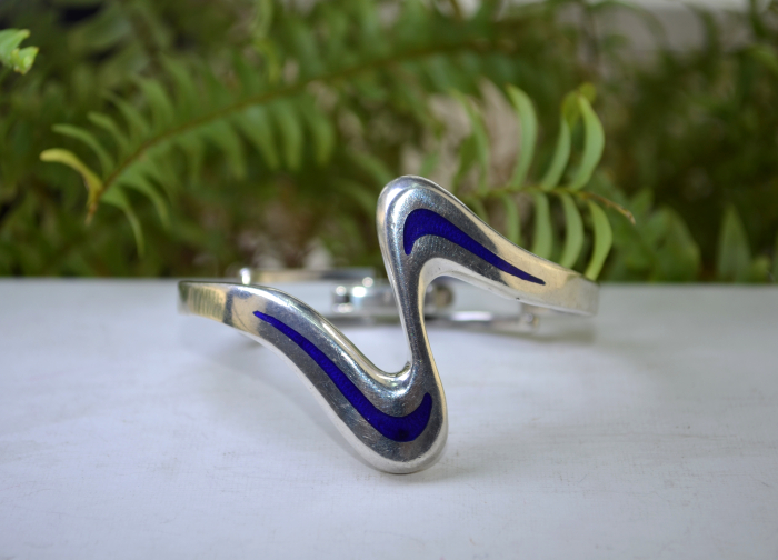 Bratara argint vintage italiana, email Royal Blue A Vintage Collection [4]