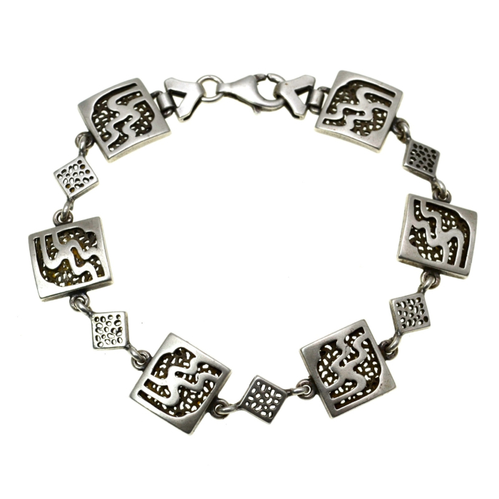 Bratara argint vintage design modernist semnata atelier polonez [1]