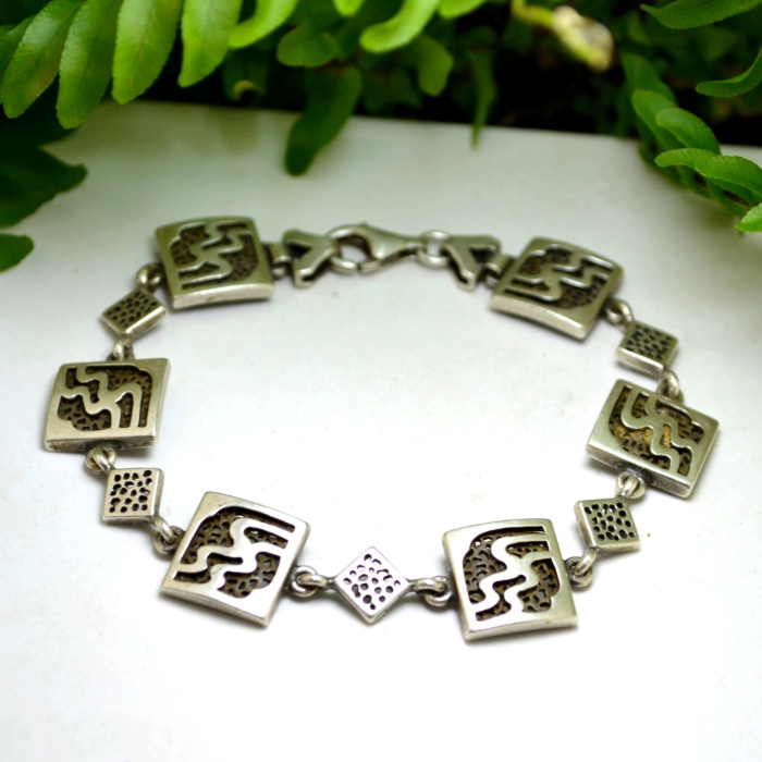 Bratara argint vintage design modernist semnata atelier polonez [4]
