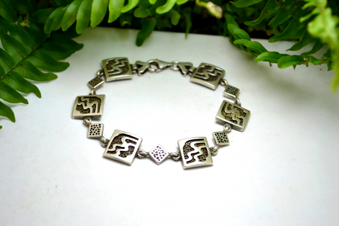 Bratara argint vintage design modernist semnata atelier polonez [4]