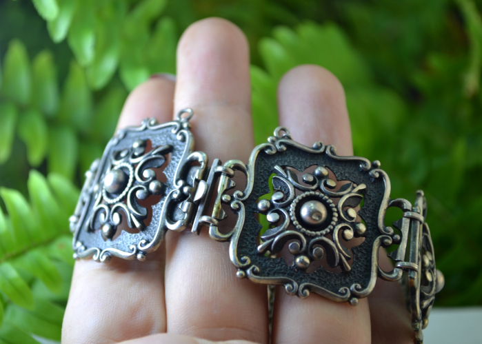 Bratara din argint antica, design Baroque [2]