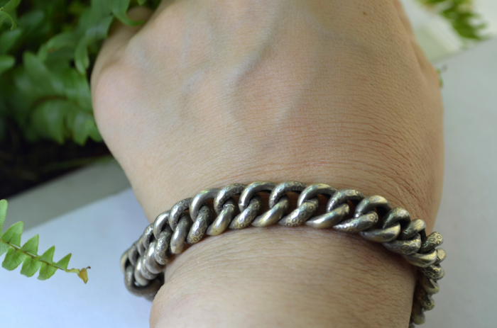 Bratara argint victoriana Chainmaille, charm norocos [3]