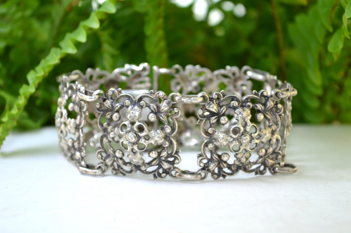 Bratara argint interbelica, design Neobaroc [5]