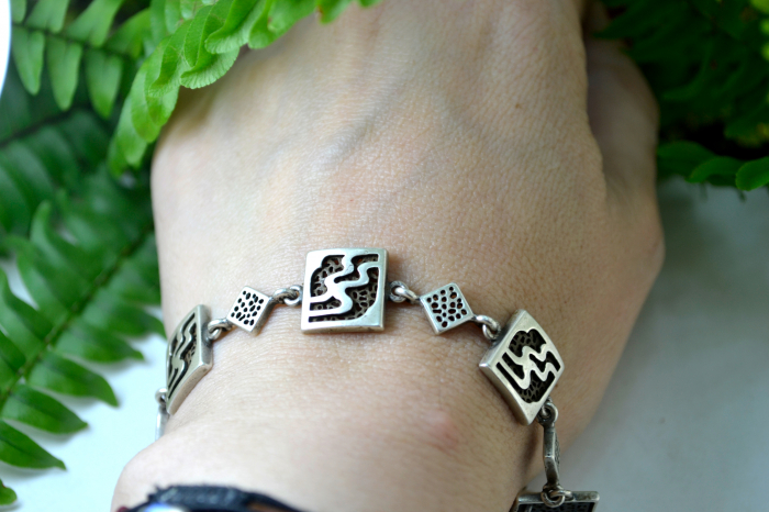 Bratara argint vintage design modernist semnata atelier polonez [2]