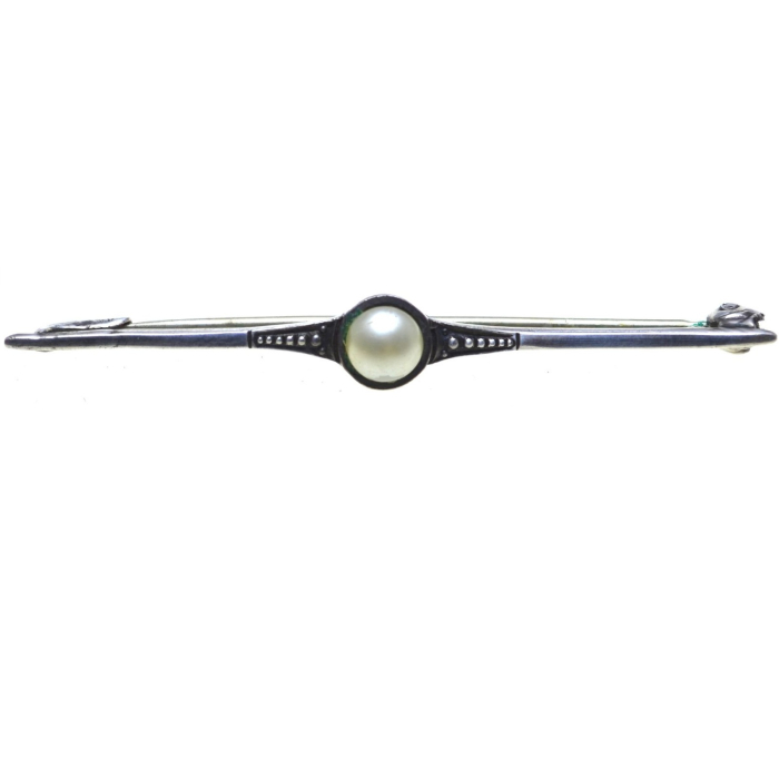 Brosa argint Art Deco cu perla decorativa [1]