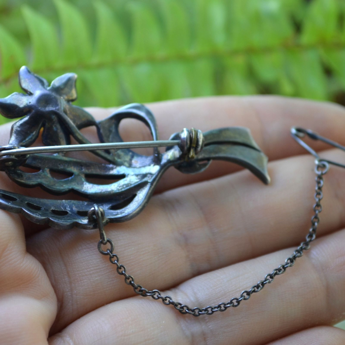 Brosa argint Art Deco, marcasite si perla A Vintage Collection [3]