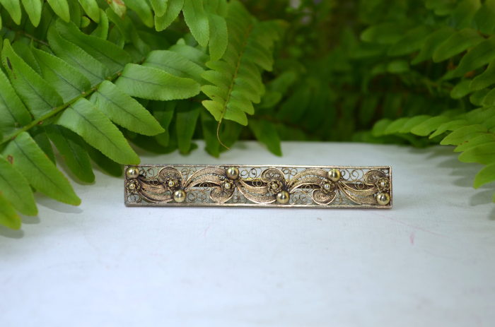 Brosa argint aurit filigran vintage [4]