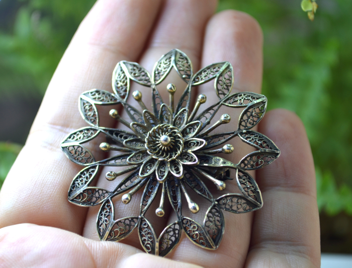 Brosa argint aurit filigran vintage Italian A Vintage Collection [2]