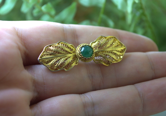 Brosa argint aurit Funda, Jad nefrit [2]