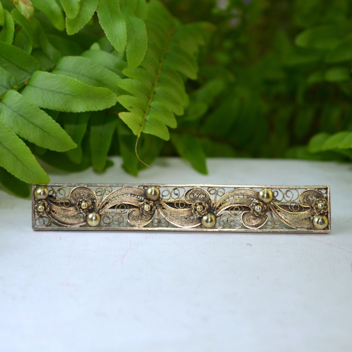 Brosa argint aurit filigran vintage [4]