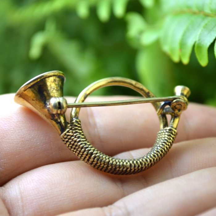 Brosa argint aurit vintage Hunting Horn [3]