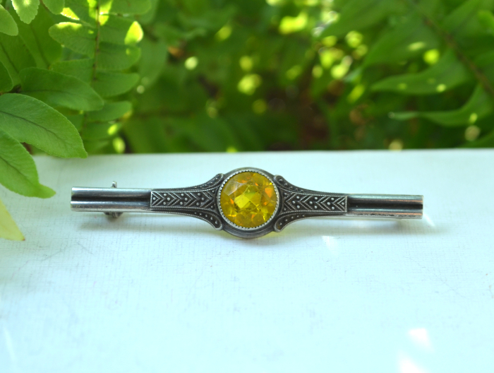 Brosa argint autentica Art Deco, Citrine Crystal [4]