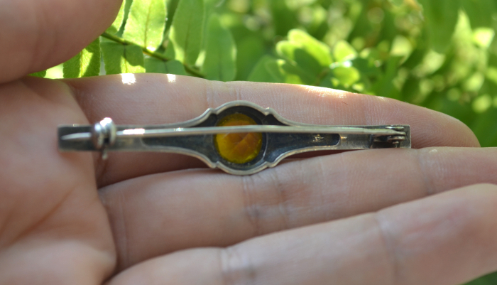 Brosa argint autentica Art Deco, Citrine Crystal [3]