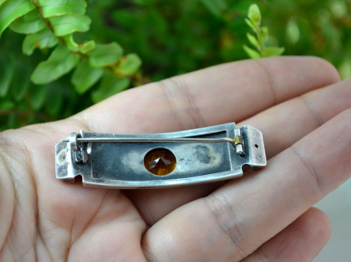 Brosa argint autentica Art Deco decorata Citrin natural [3]