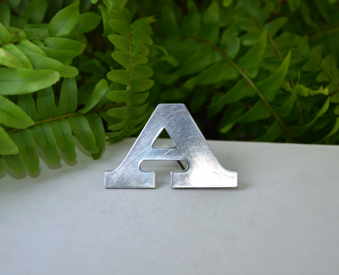 Brosa argint daneza vintage, monograma A, semnata [4]