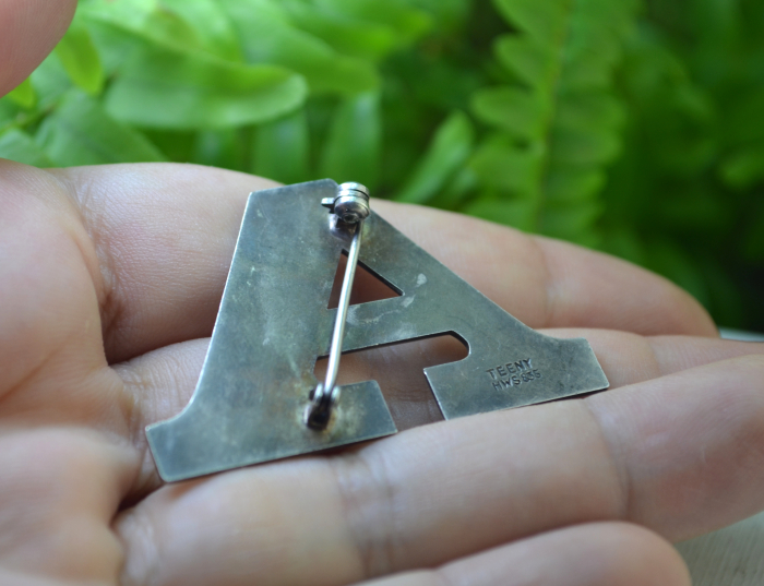 Brosa argint daneza vintage, monograma A, semnata [3]