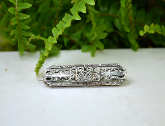 Brosa argint interbelica Art Deco [4]