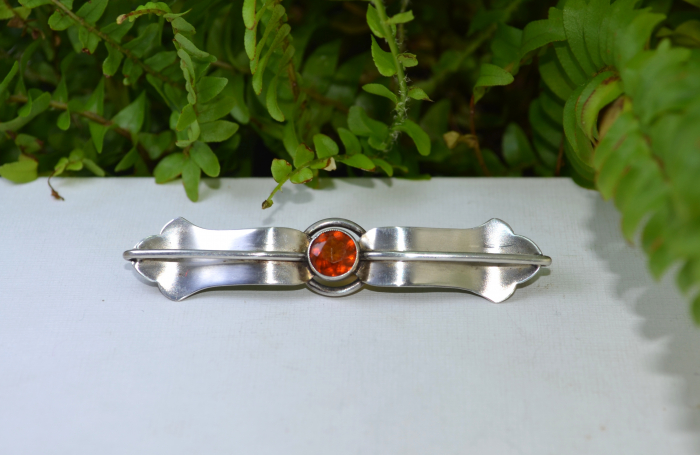 Brosa argint interbelica, Art Deco, Bohemian Citrine [4]