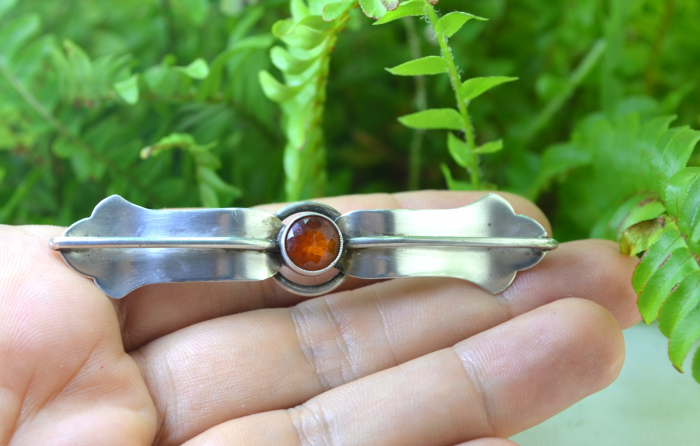 Brosa argint interbelica, Art Deco, Bohemian Citrine [2]