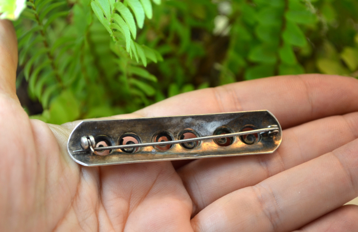 Brosa argint interbelica estetica Art Deco lucrata manual ciocanire martelare [3]