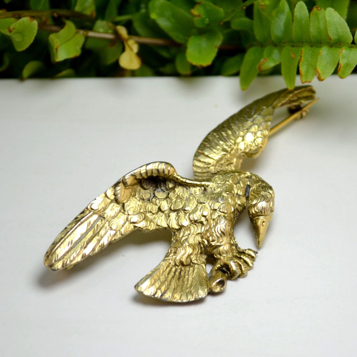 Brosa argint masiv aurit vintage vermeil model Eagle Vultur [4]