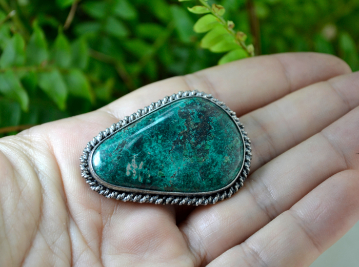 Brosa argint masiv vintage model etnic iudaic Eilat Piatra Regelui Solomon israel [3]