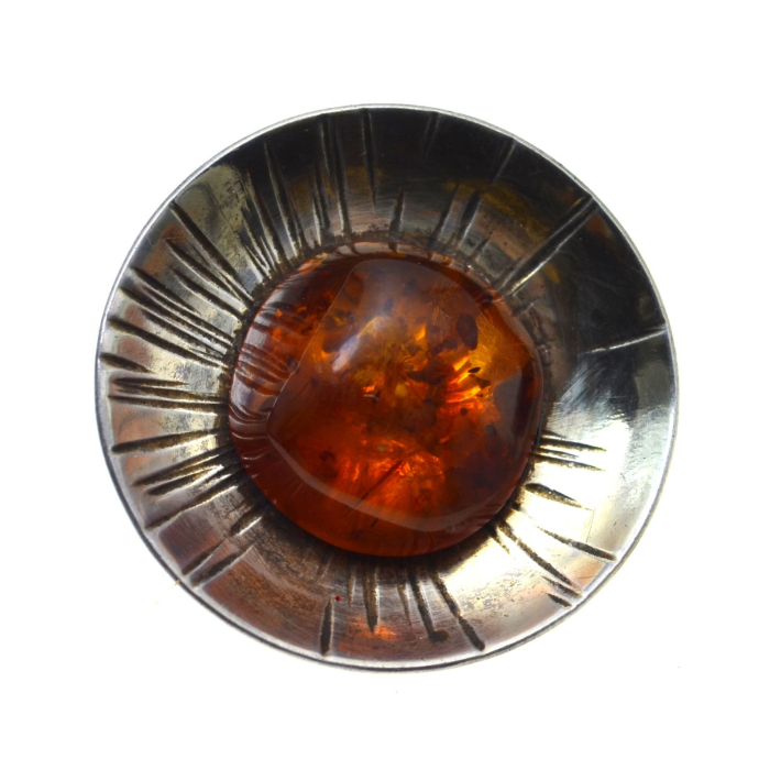 Brosa argint Mid-Century cu chihlimbar [2]