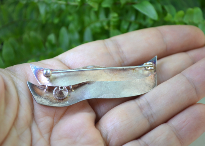 Brosa argint Mid-Century, design geometric [3]