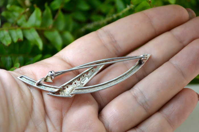 Brosa argint Mid-Century, elemente aurite [3]