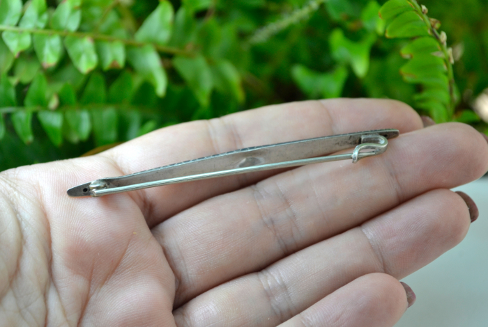 Brosa argint Mid-century email negru tehnica Niello model modernist geometric [3]